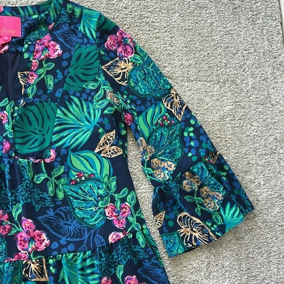 Lilly Pulitzer Gabriel 3/4 Sleeve Tunic Low Tide Navy Life Of The Party - Picture 4 of 8